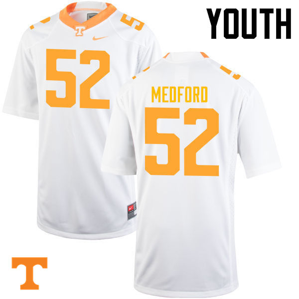 Youth #52 Elijah Medford Tennessee Volunteers College Football Jerseys-White